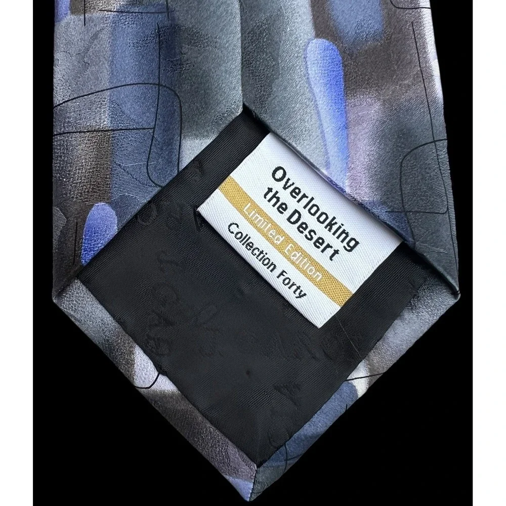 J Garcia Overlooking the Desert Limited Edition  100% Silk Tie 2005 Purple Gray